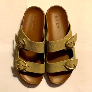 Rothy's Dune Sandals with Gold Buckles